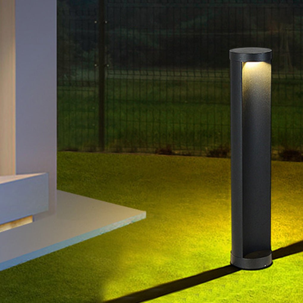 Modern Cylinder Lawn Lamp - LED Solar & Hardwired Outdoor Light