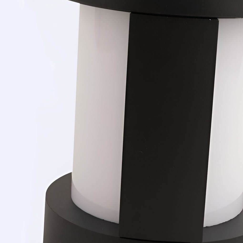 Black Cylindrical LED Pathway Bollard Light Solar & Hardwired