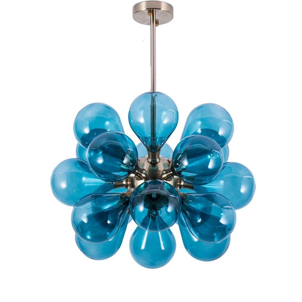 Retro Glass Globe Chandelier with 18 LED Bulbs - Modern Ambient Light