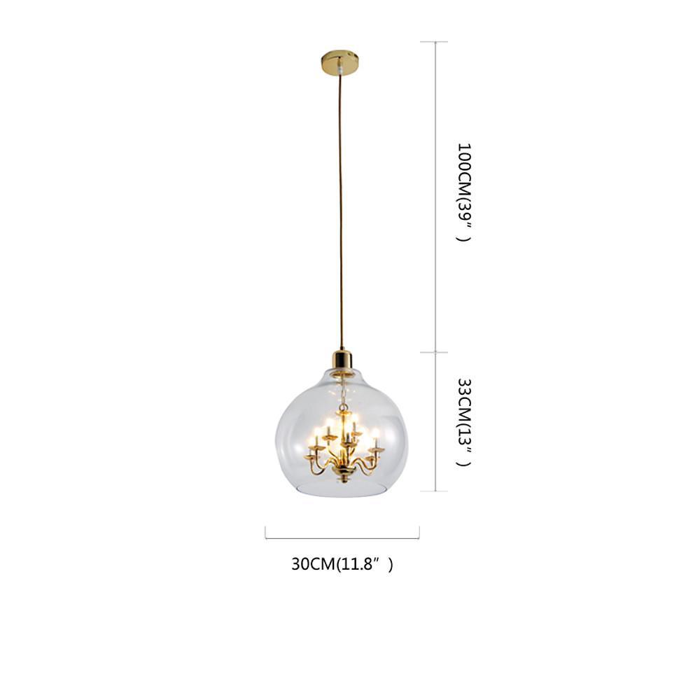 Glass Globe Pendant Light with 9 LED Bulbs - Industrial Style