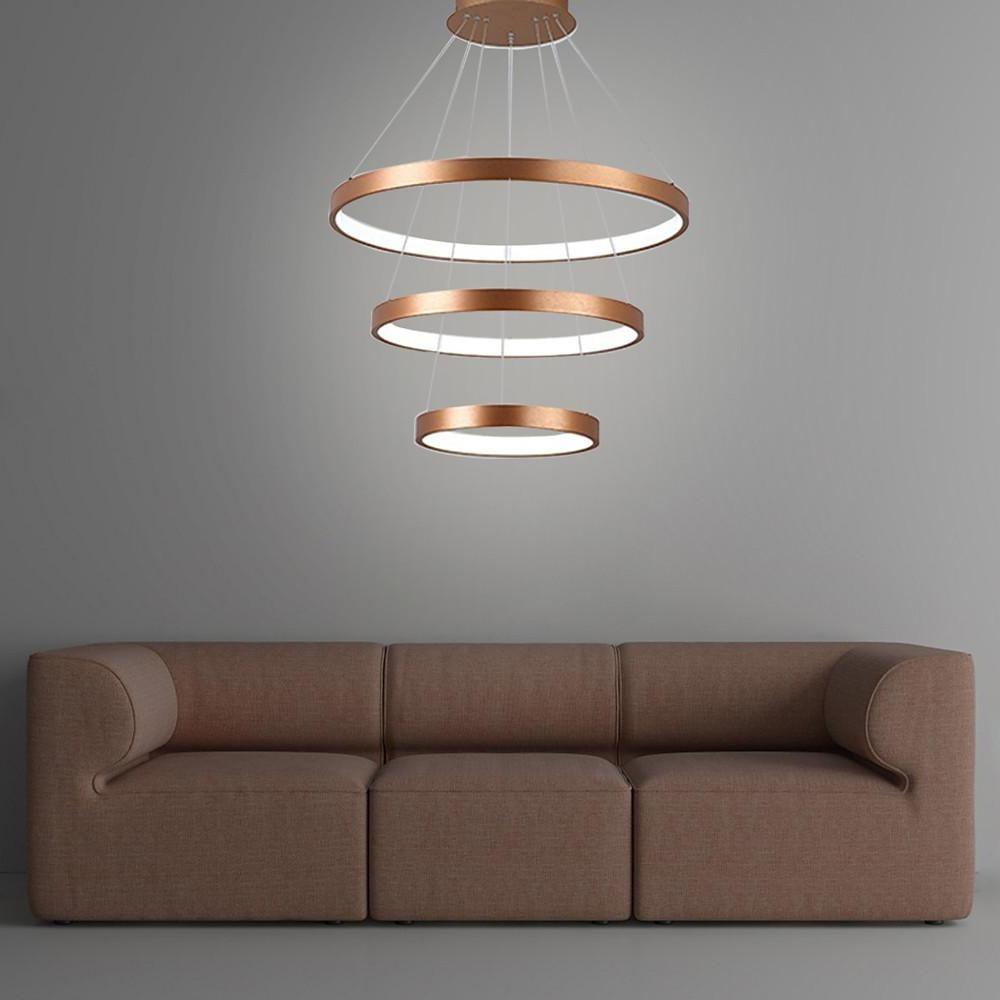 Bronze 3-Tier Ring Chandelier Dimmable LED 59" Adjustable