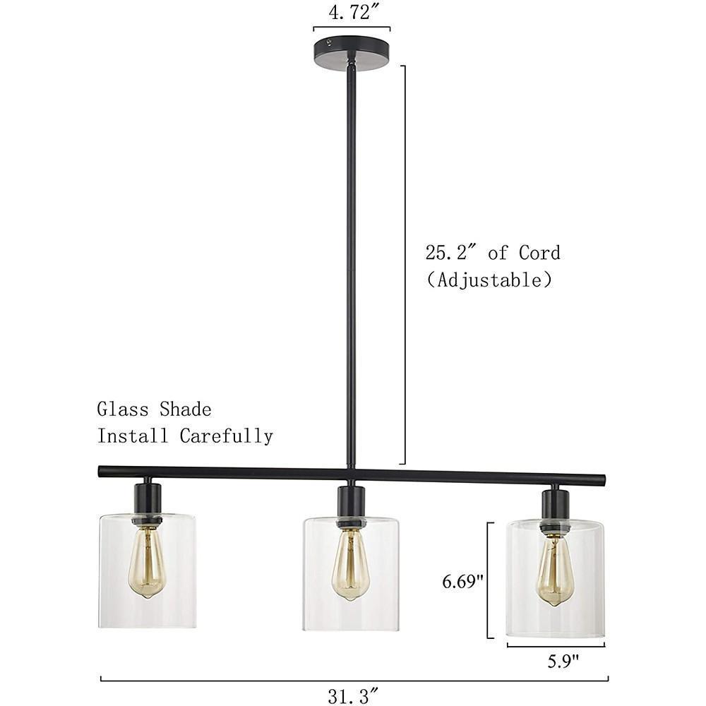3-Light Vintage Lantern Pendant - Metal & Glass Dining Room Light