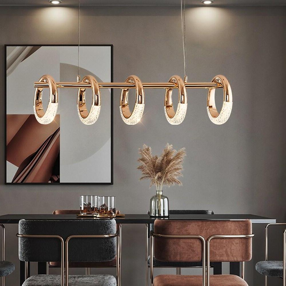 Modern Ring Pendant Light LED Gold Metal Dining Kitchen Ceiling