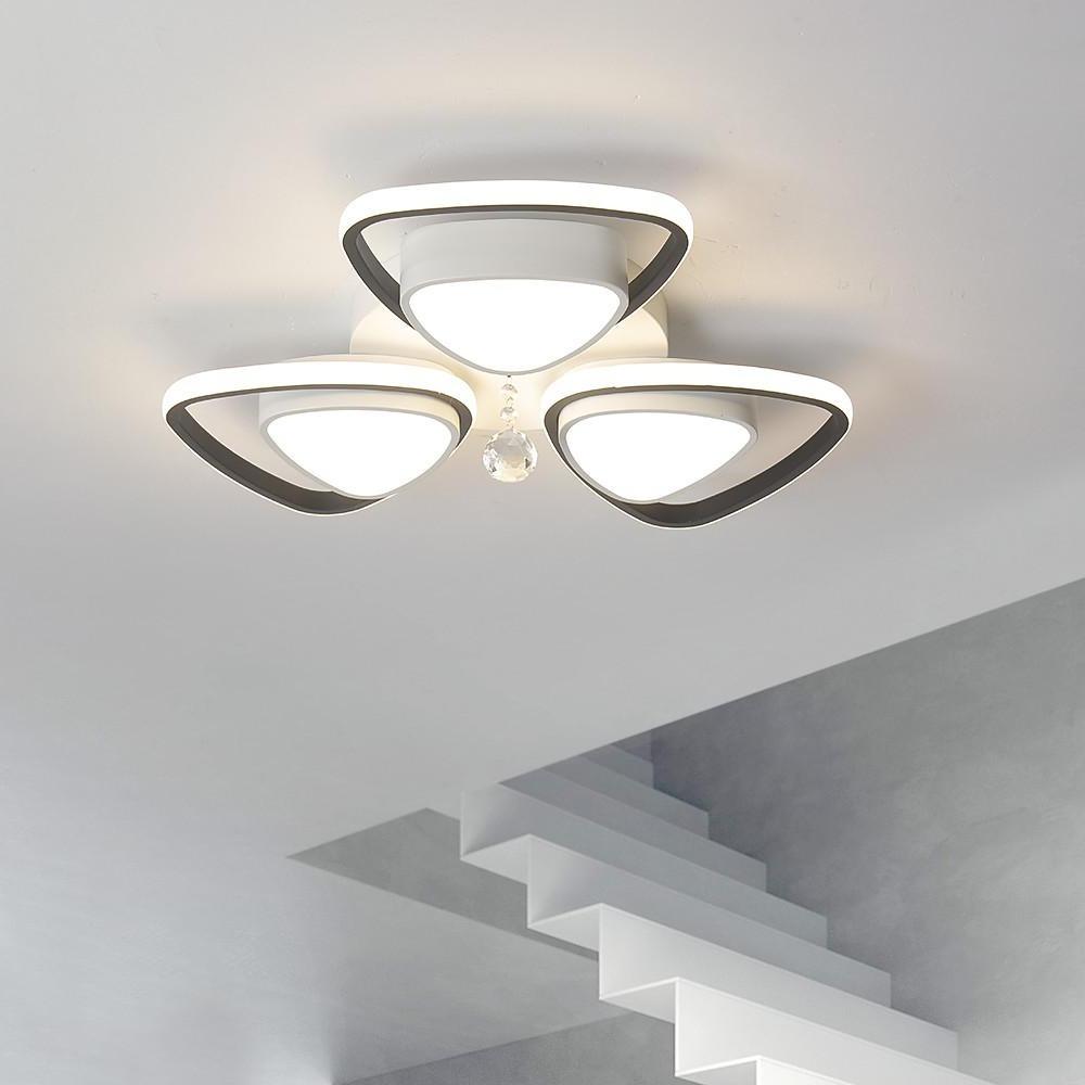 Geometric LED Metal Flush Mount Ceiling Light - Modern Minimalist