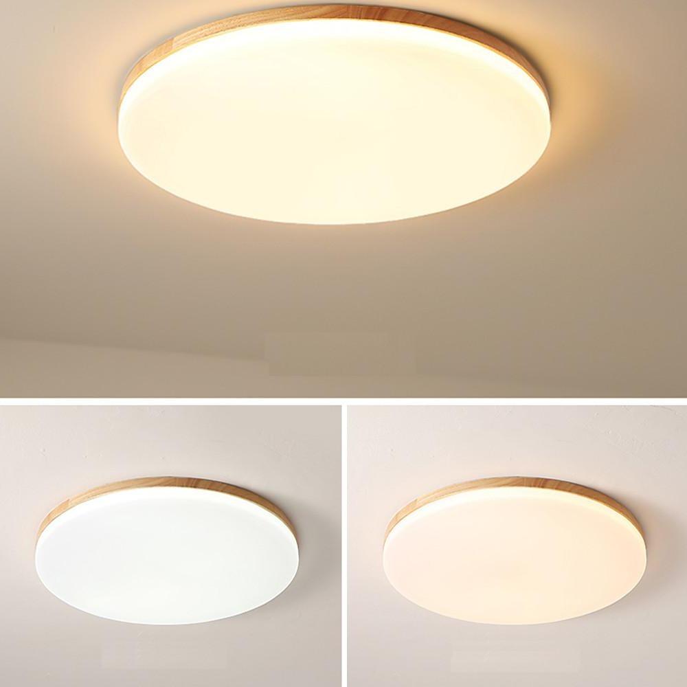 Minimalist Wood Flush Mount Ceiling Light with LED