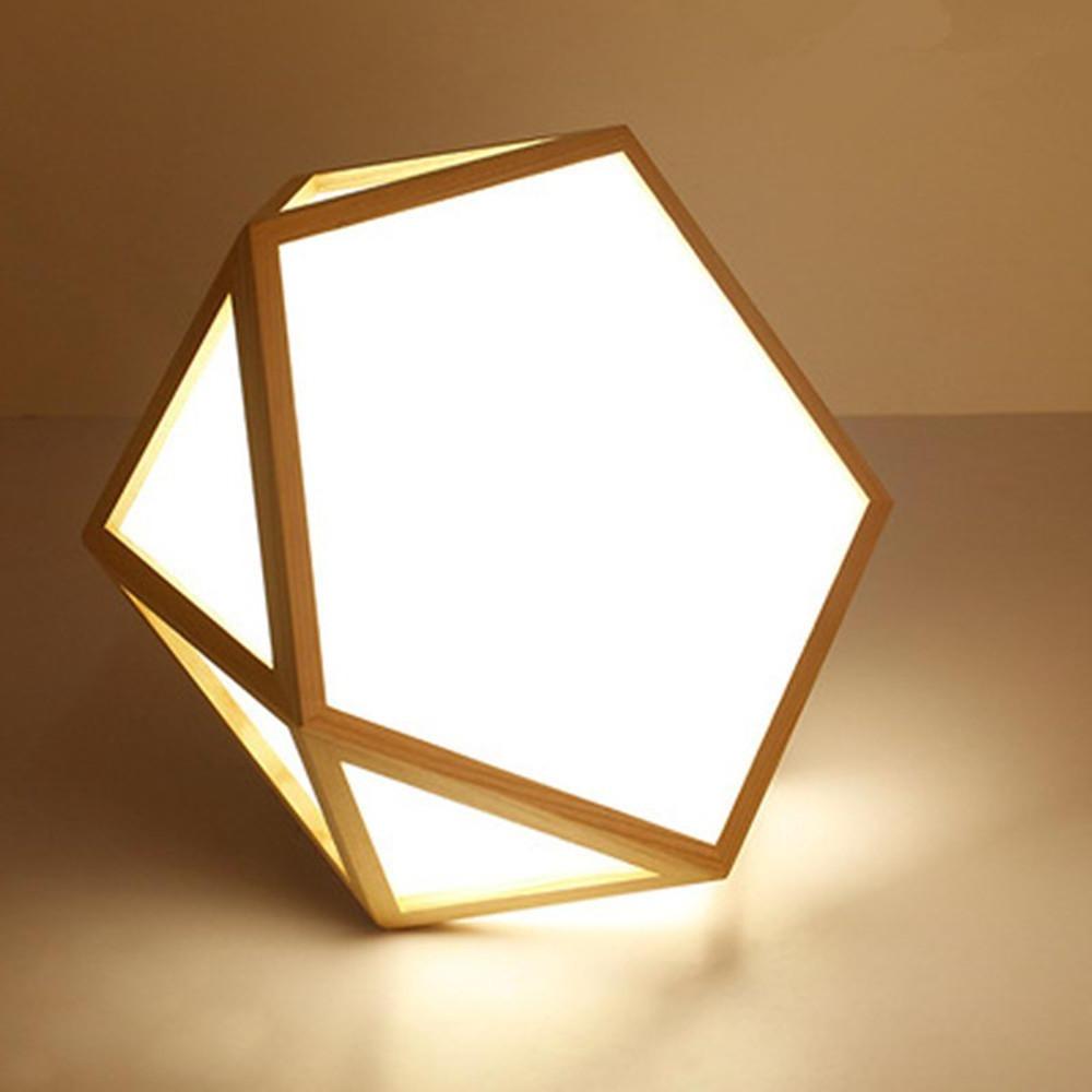 Geometric Wood Flush Mount Ceiling Light with LED