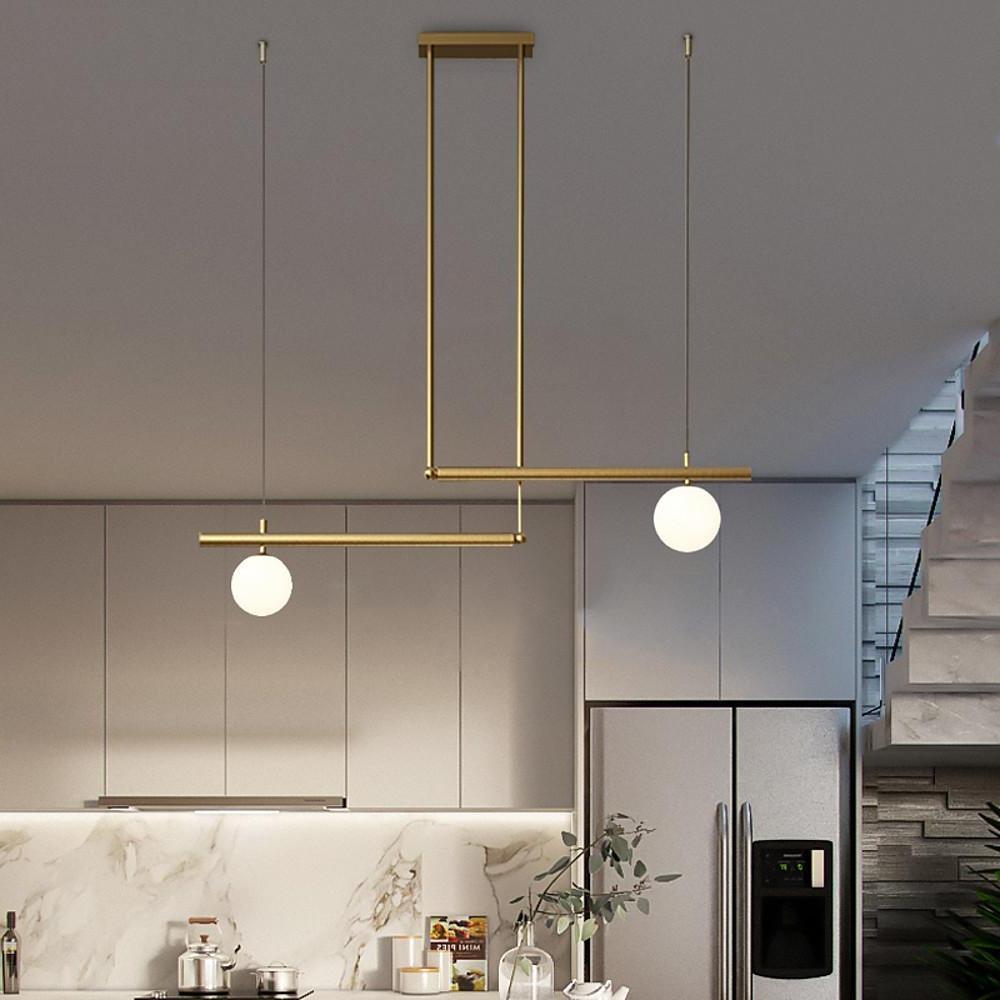 Linear Globe Pendant Light – Copper & Glass Modern Dining Lighting