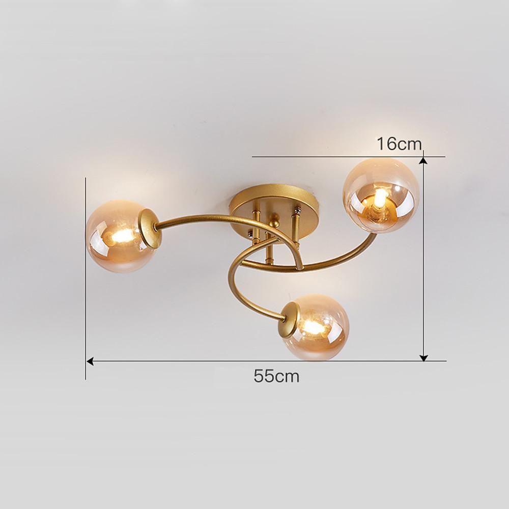 Modern Glass Globe Semi Flush Mount Ceiling Light - 3 or 5 Light