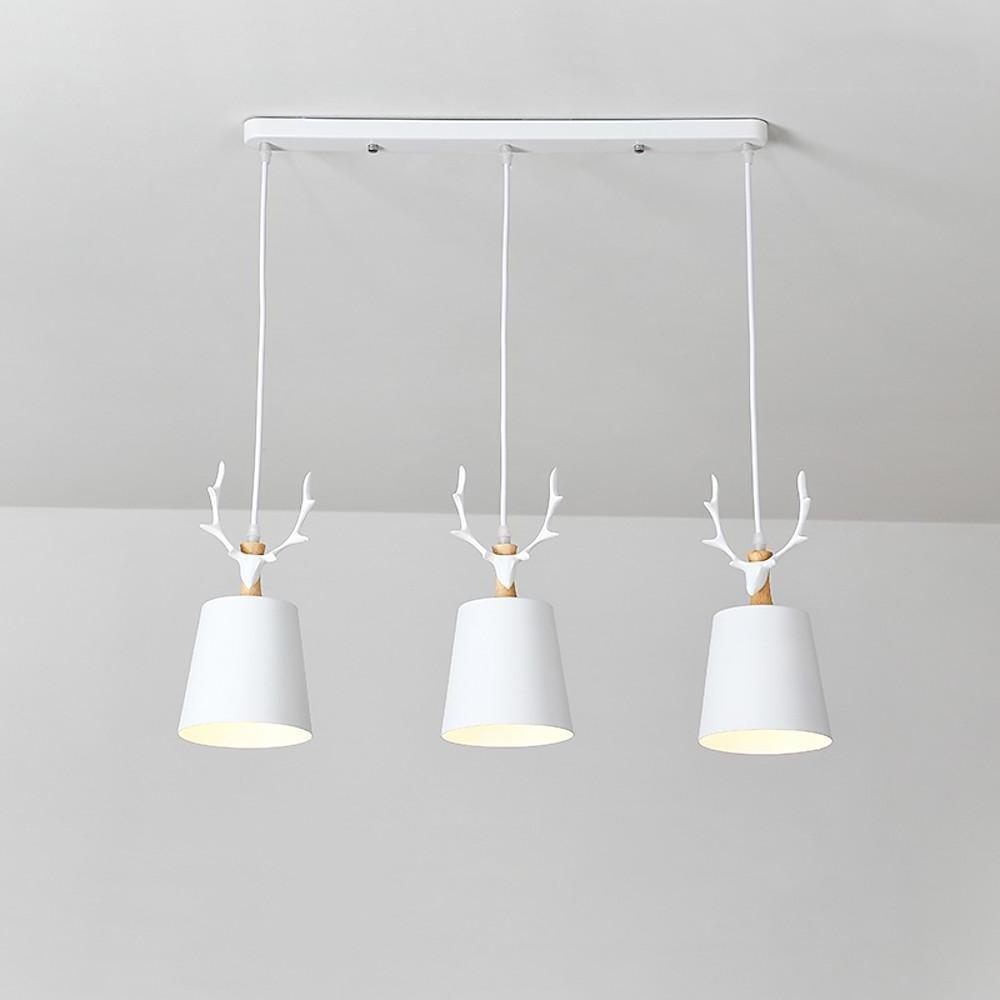 3-Light Antler Metal Pendant Chandelier - Industrial Farmhouse Style