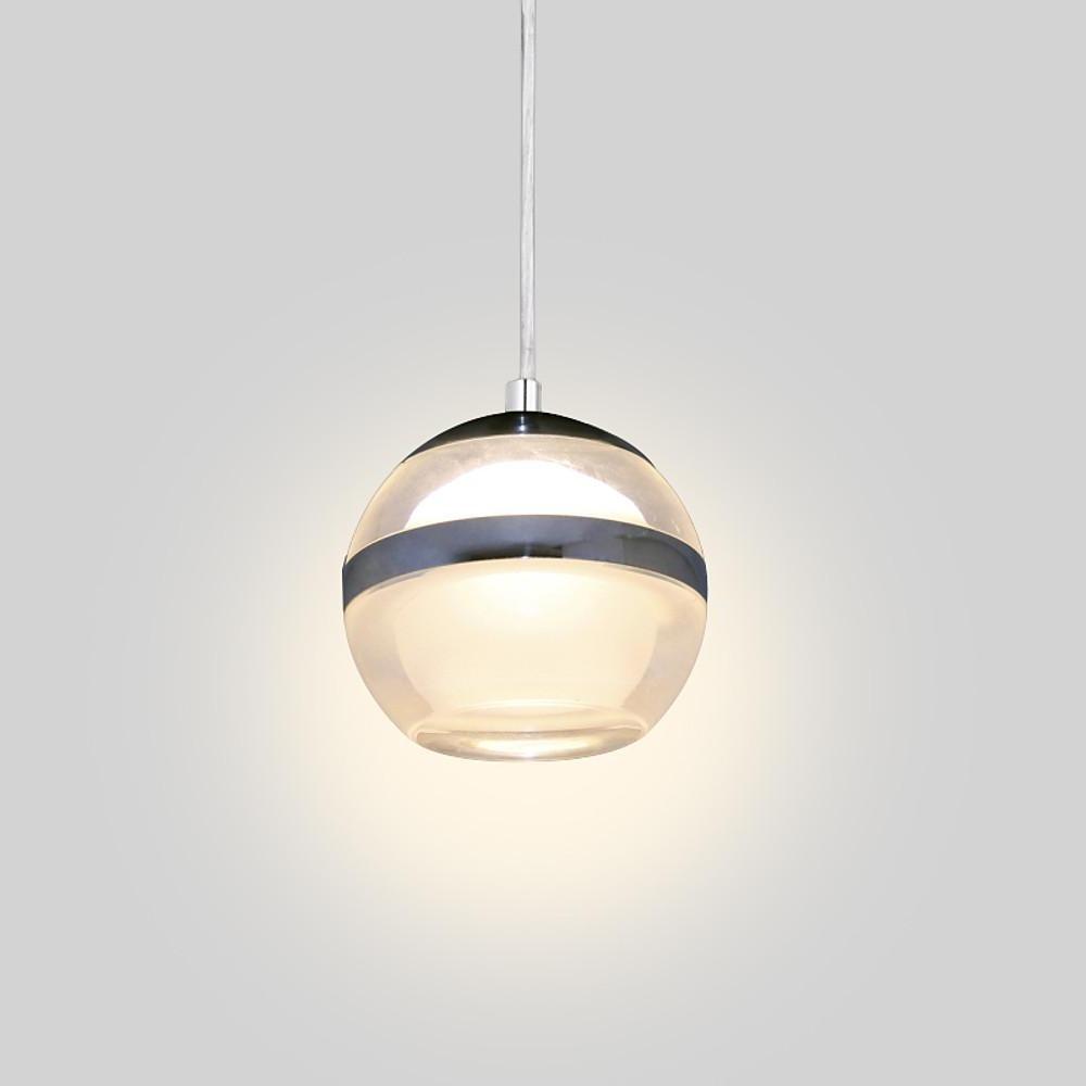Modern Spherical Acrylic Pendant Light with LED Chrome Finish