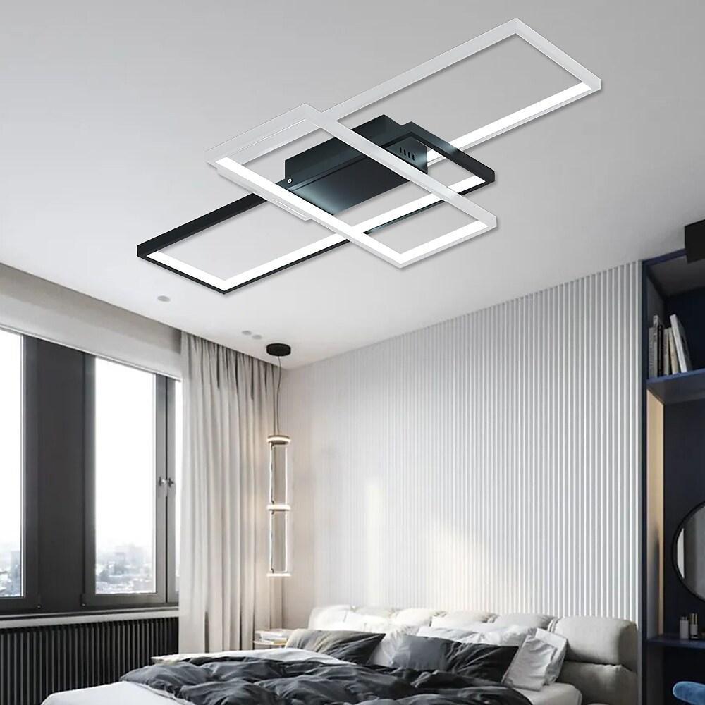 Tiered Rectangular Flush Mount LED Ceiling Light – Modern Metal