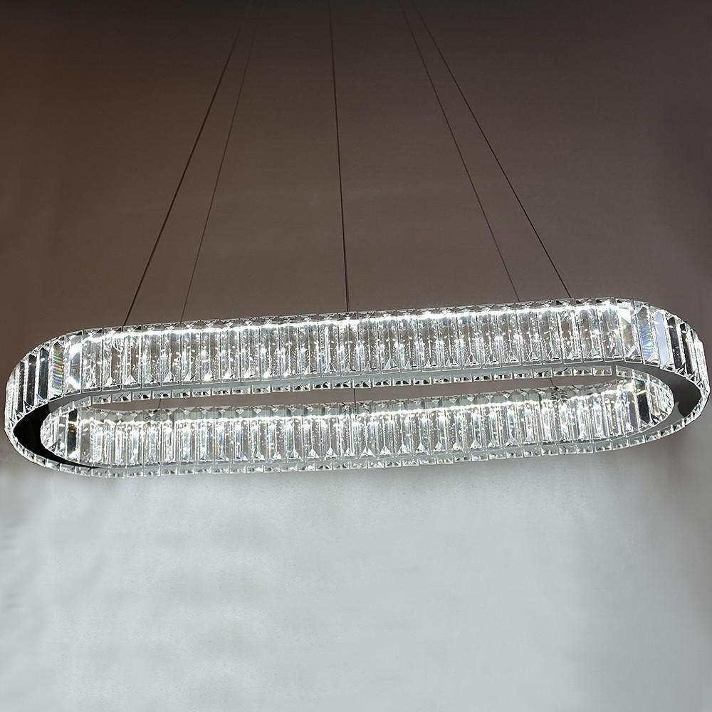 Oval Crystal Chandelier with Chrome & Gold Finish LED Pendant