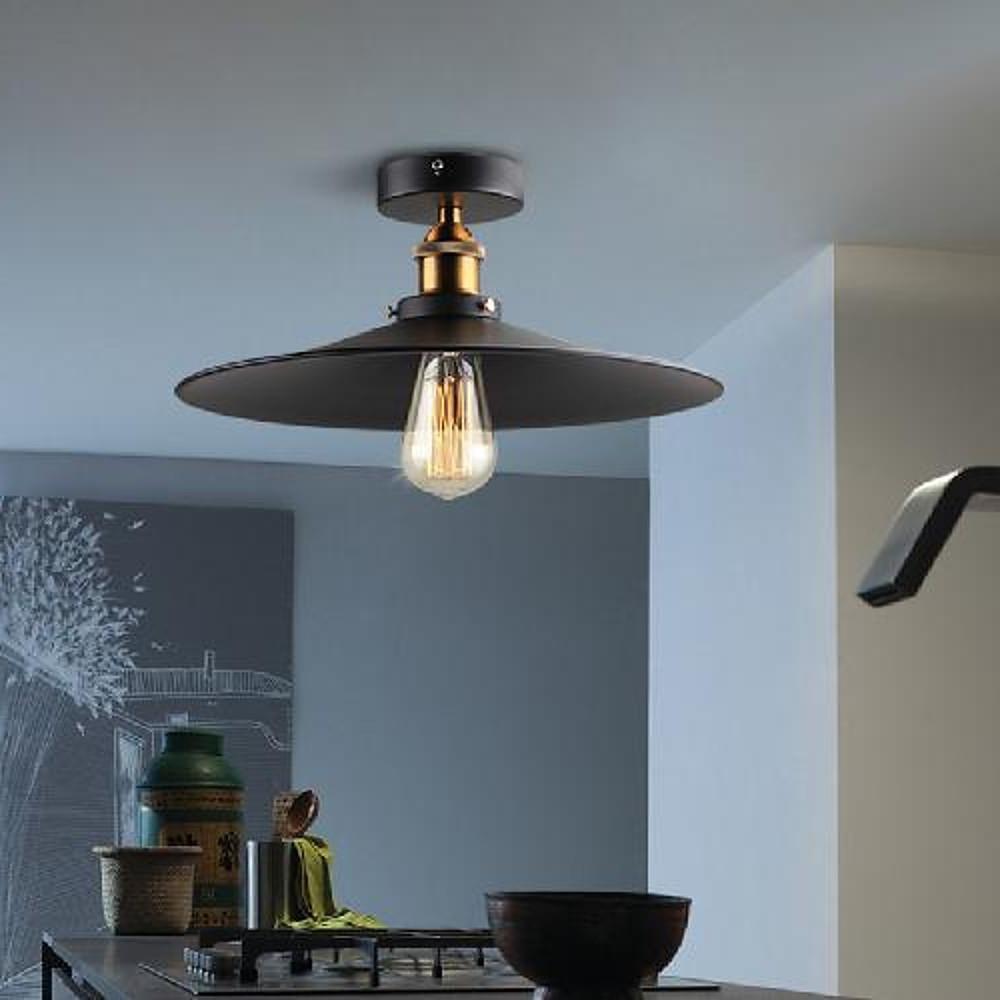 Industrial Teardrop Semi-Flush Mount Ceiling Light - Metal Fixture