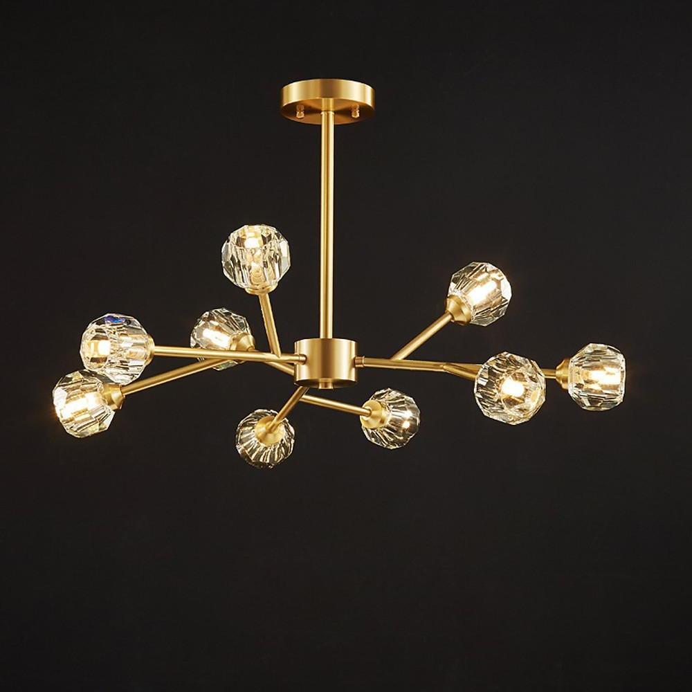 15-Light Crystal Sputnik Chandelier – Modern Brass Finish