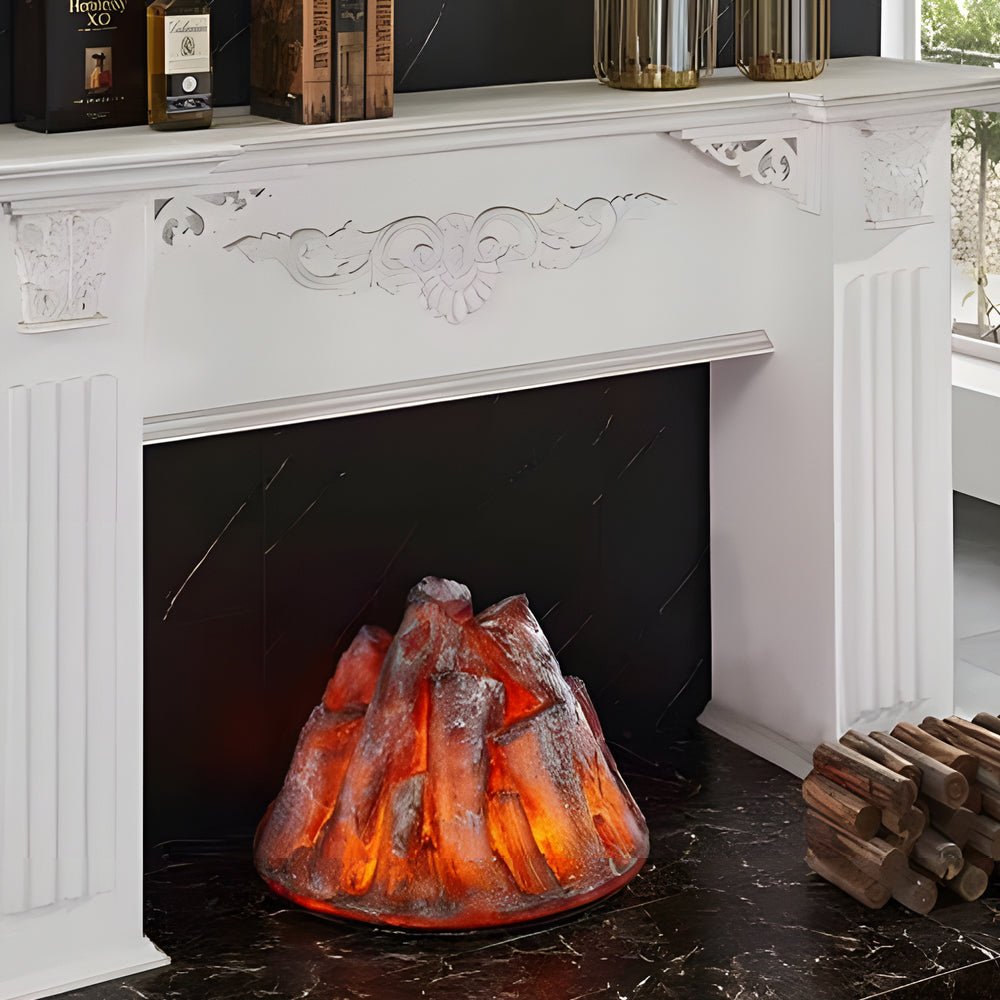 Simulated Fireplace Flame Lamp with Resin Charcoal Effect