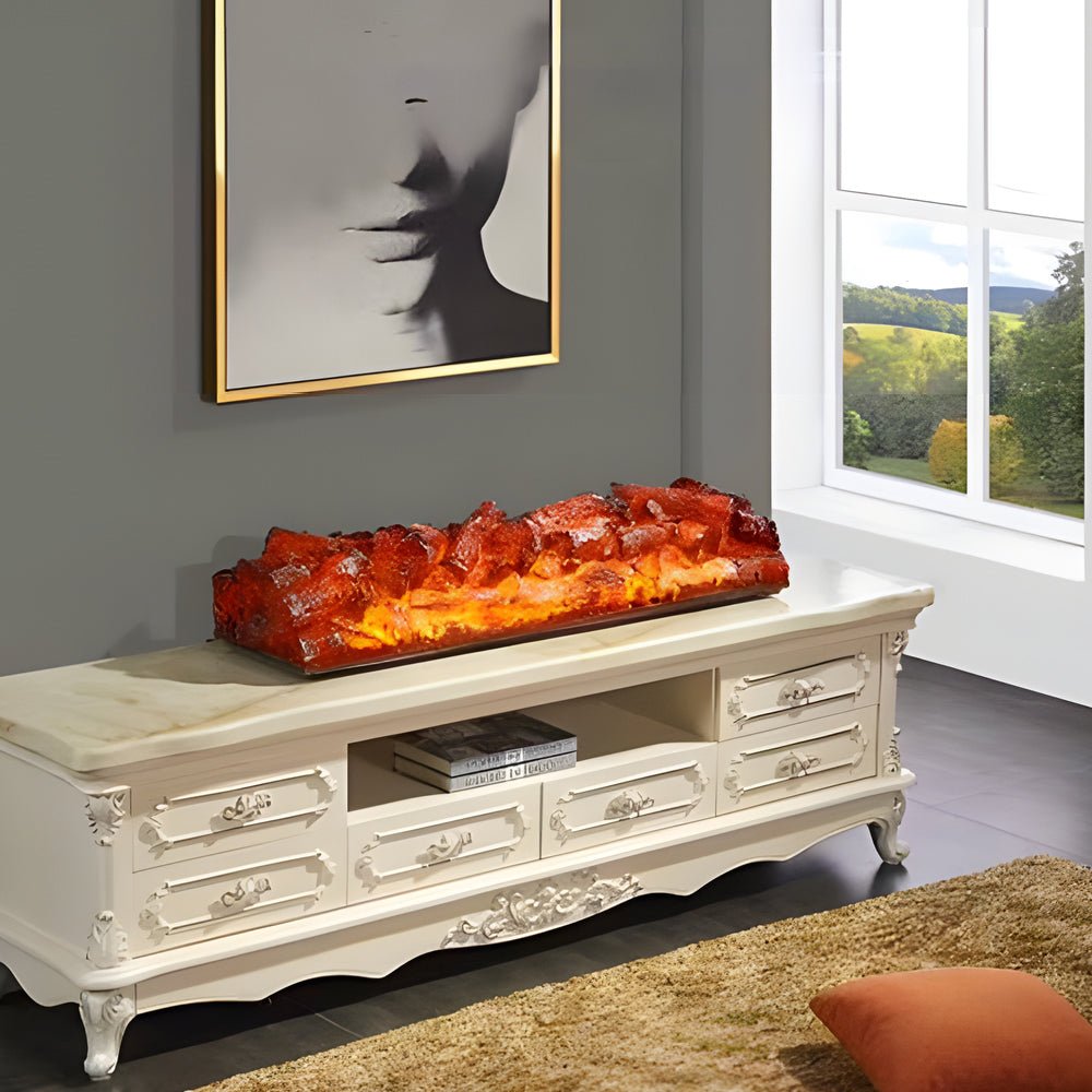 Simulated Fireplace Flame Lamp with Resin Charcoal Effect