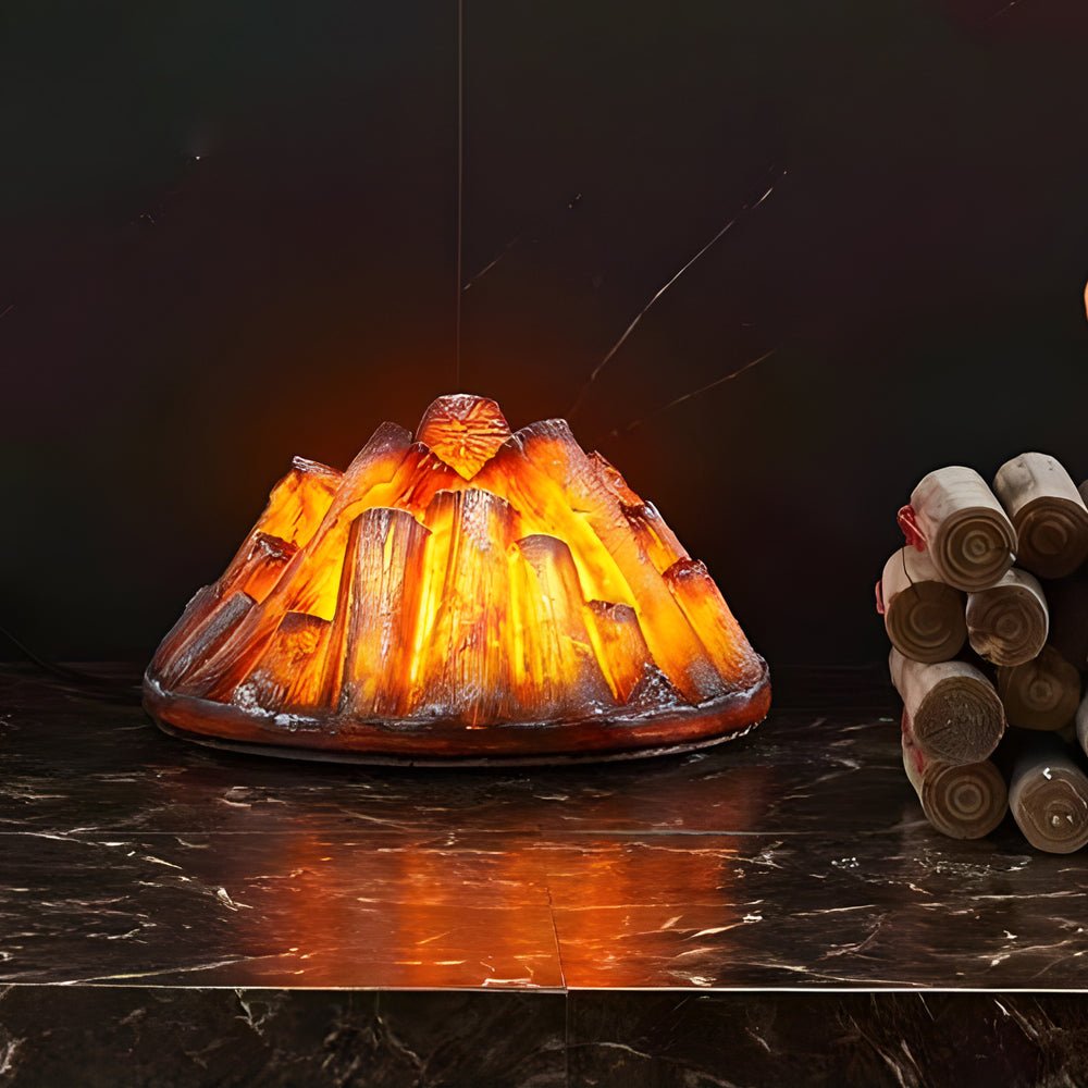 Simulated Fireplace Flame Lamp with Resin Charcoal Effect
