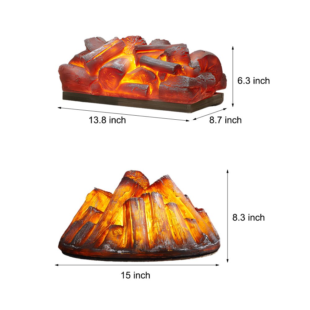Simulated Fireplace Flame Lamp with Resin Charcoal Effect