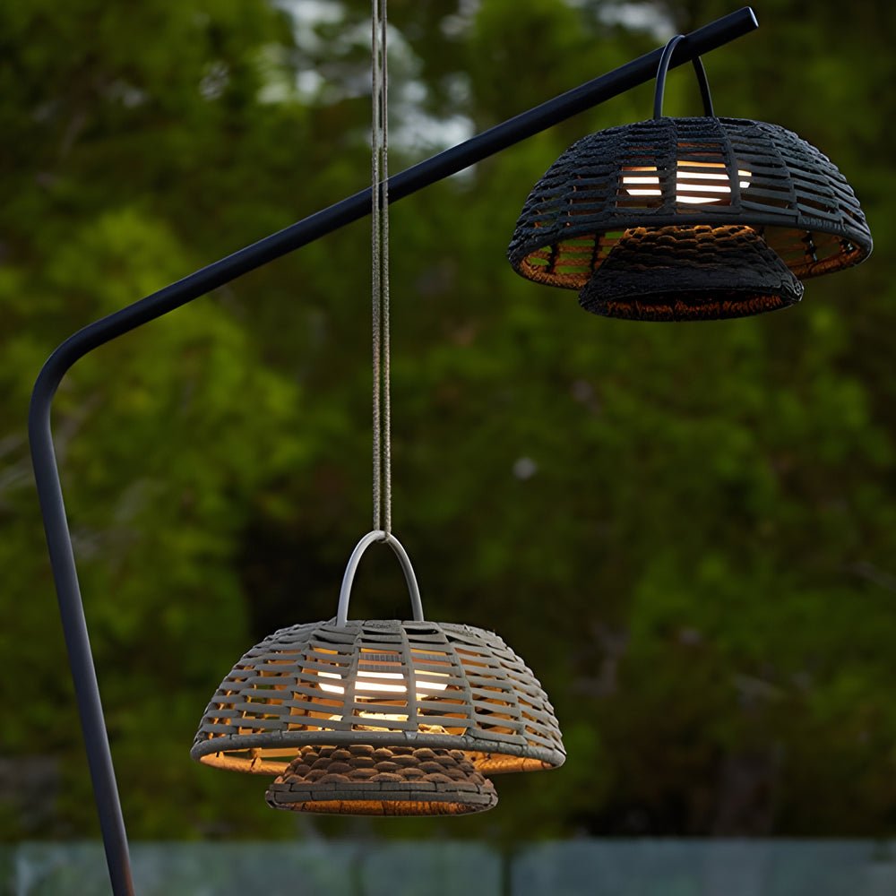 Hand-Woven Rattan Waterproof LED Outdoor Chandelier