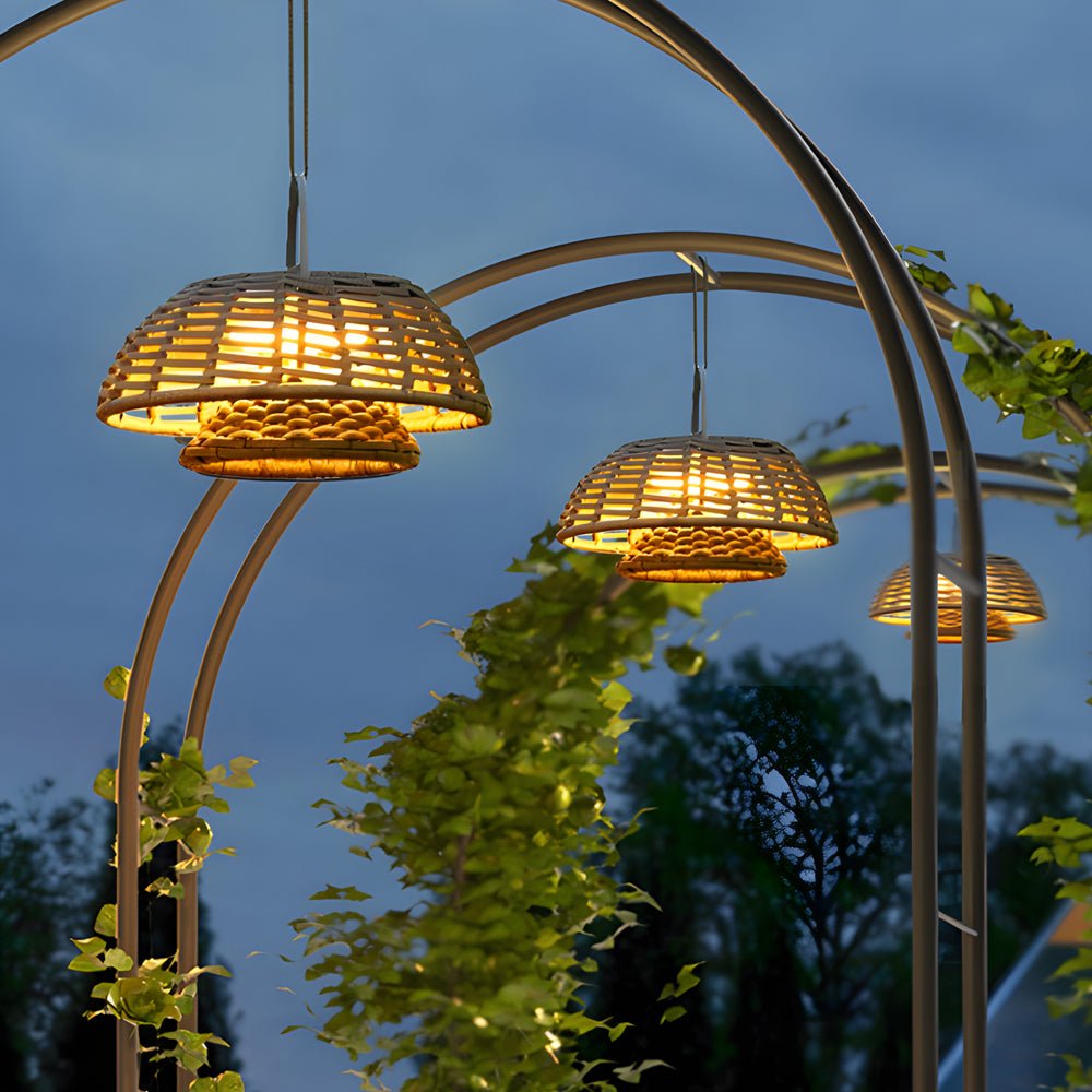 Hand-Woven Rattan Waterproof LED Outdoor Chandelier