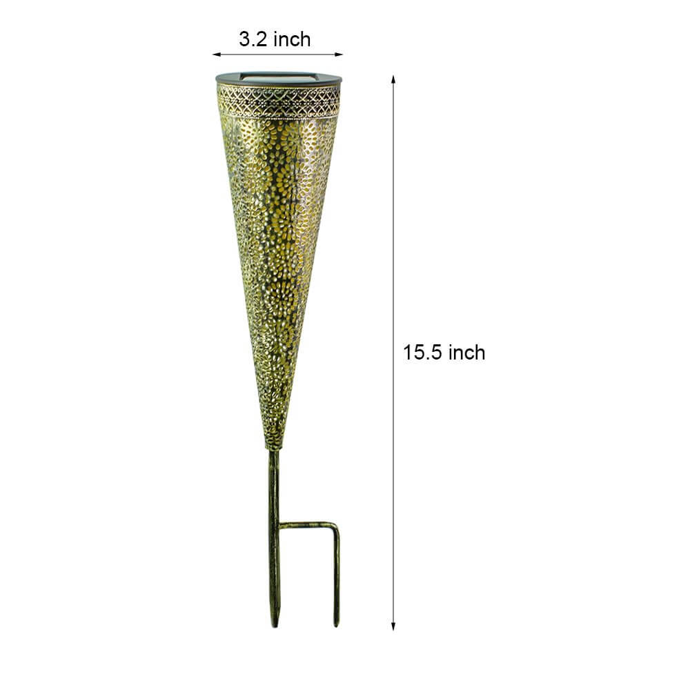 Solar Garden Stake Lights with Floral Cutouts - 2 Pack Modern Metal