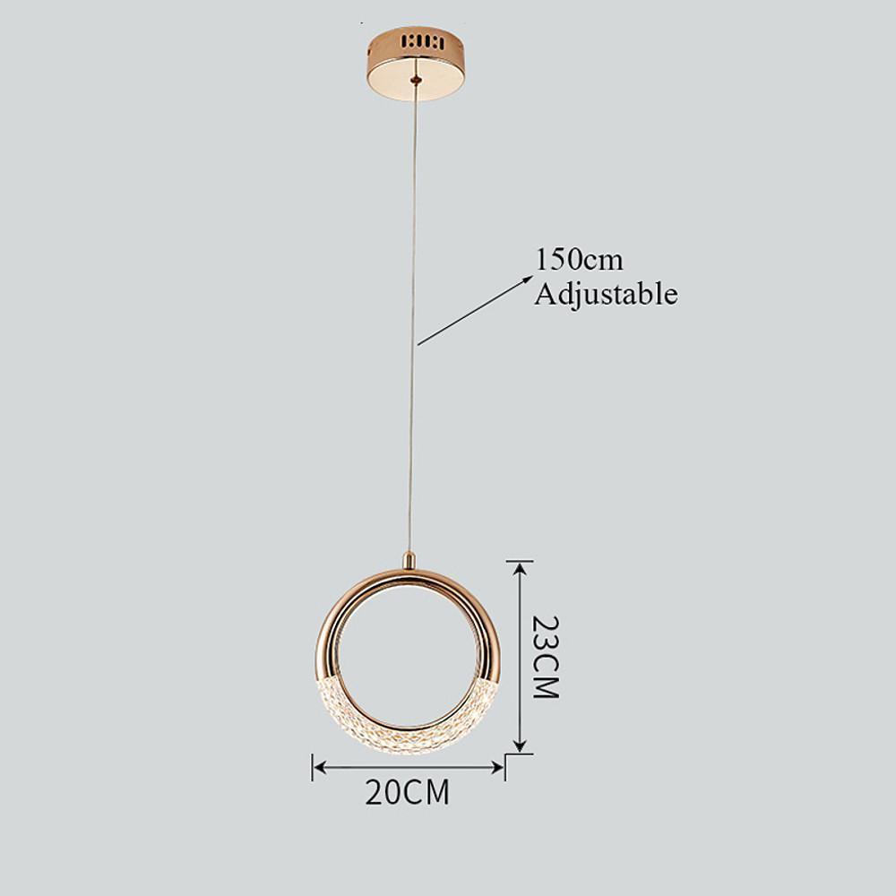 Modern Ring Pendant Light LED Electroplated Metal Hanging Lamp