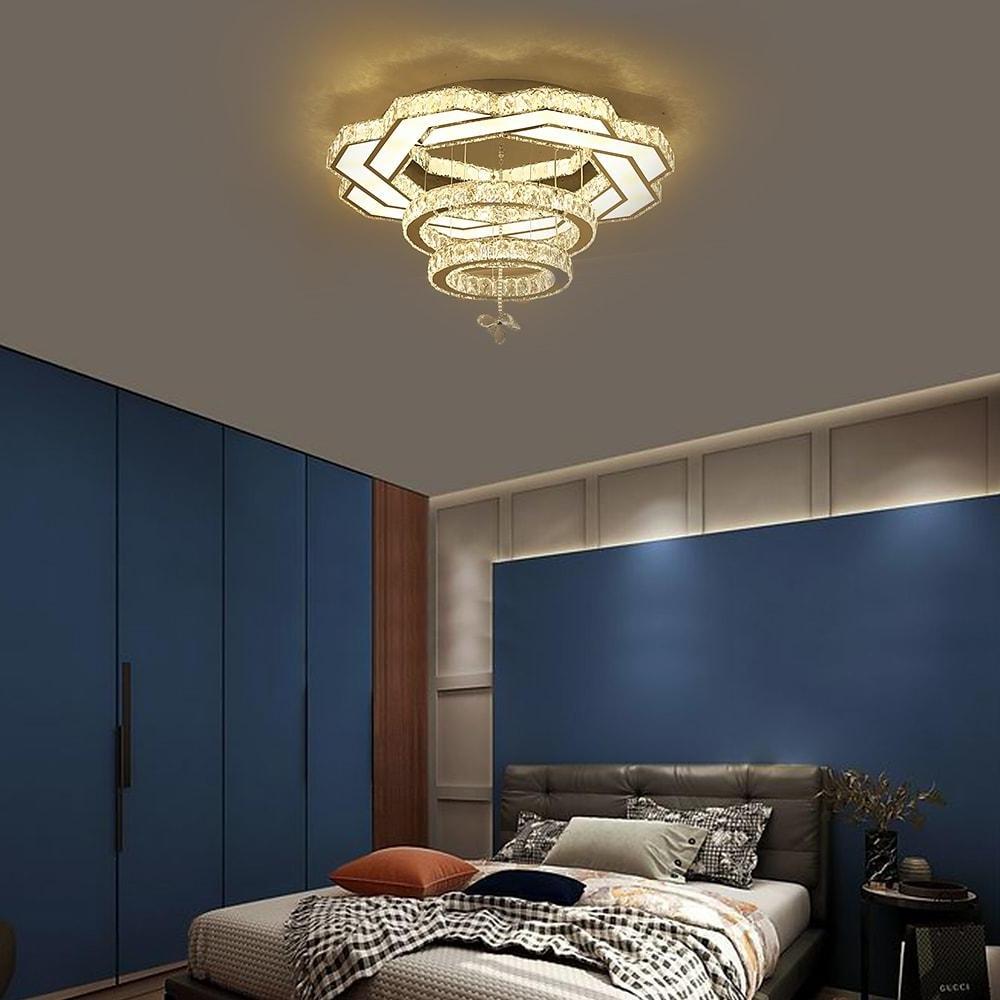 Crystal LED Flush Mount Ceiling Light - Vintage Tiered Design