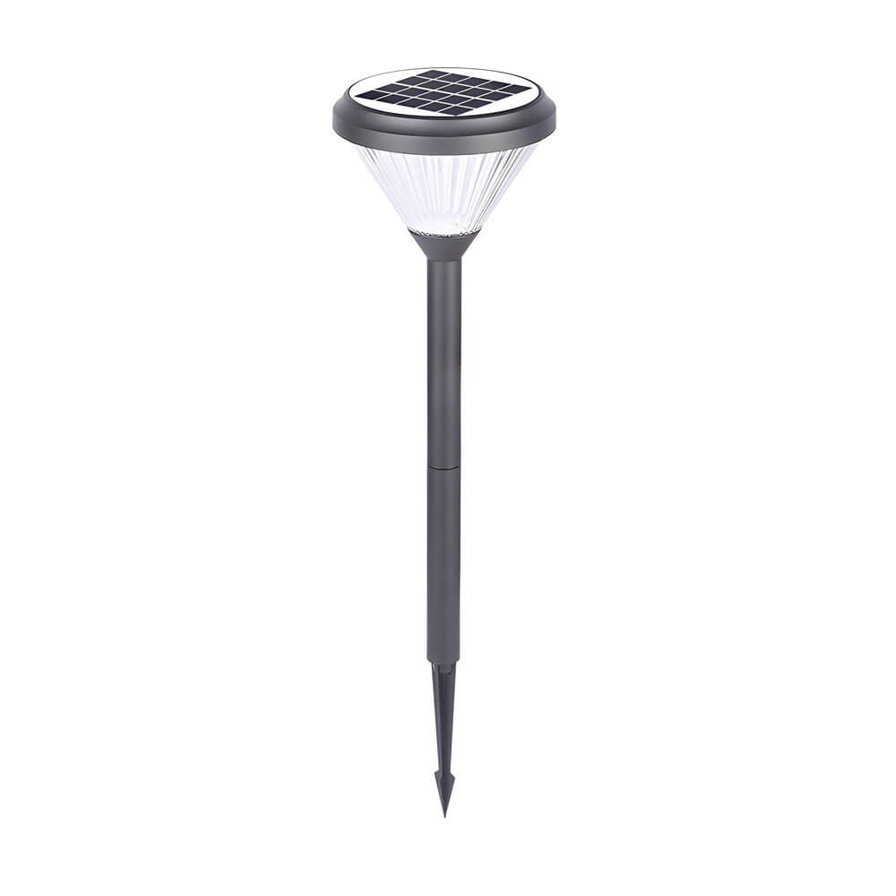 Modern Solar LED Pathway Lights Black Aluminum Diamond Trim 27.6"