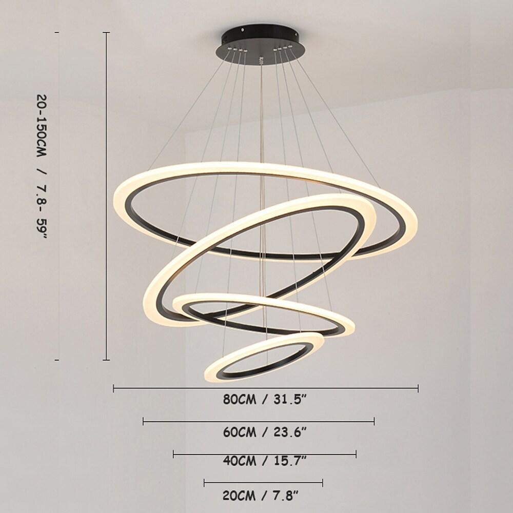 4-Ring Geometric LED Modern Chandelier Pendant Light