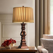 Striped Drum Shade Rustic Tower Table Lamp - Resin Base