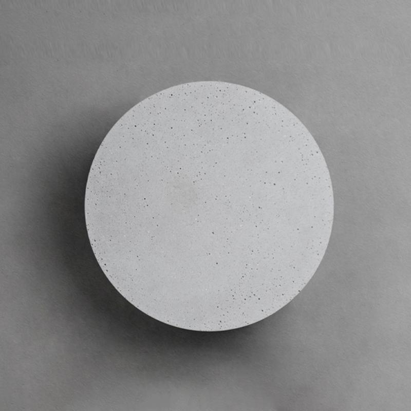 Modern Concrete Round LED Wall Light Gray Outdoor Flush Mount