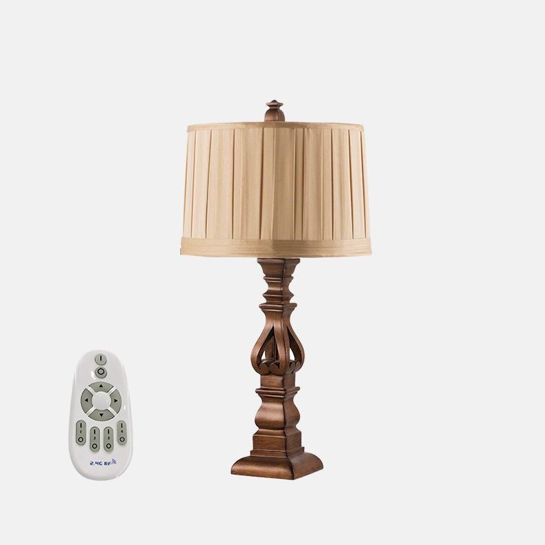 Striped Drum Shade Rustic Tower Table Lamp - Resin Base