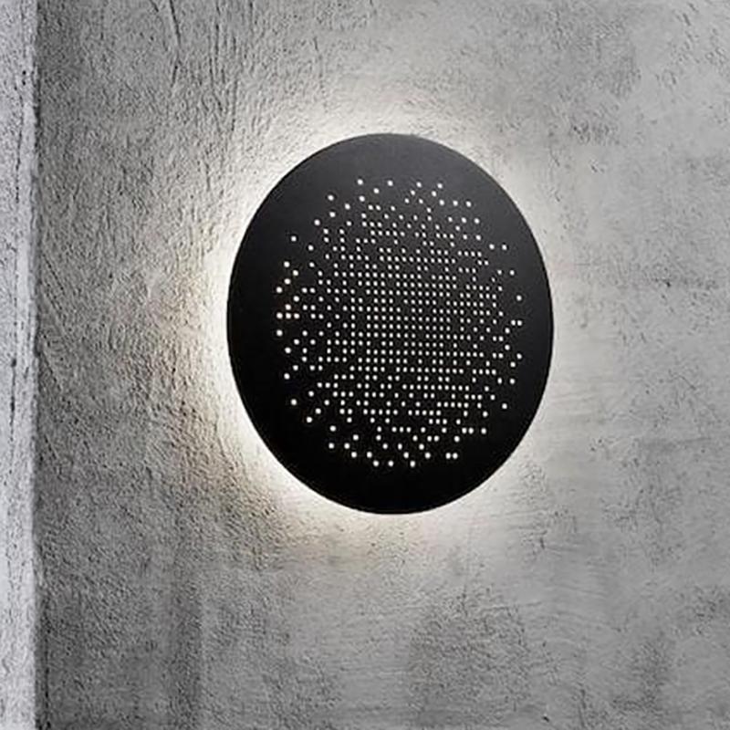 Perforated Round LED Outdoor Wall Light Waterproof Black