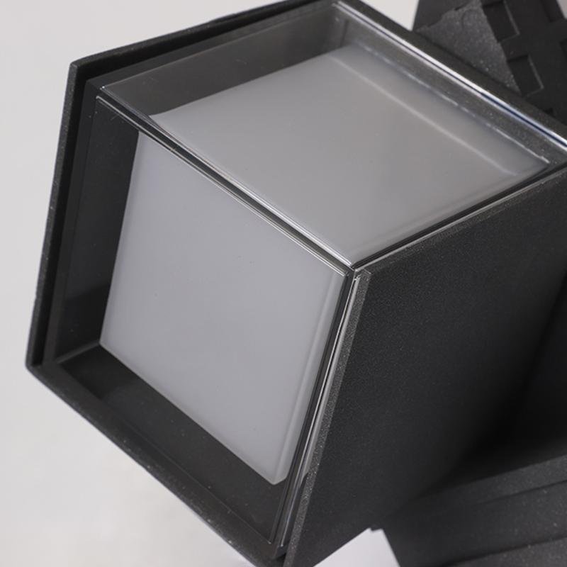 Adjustable Square Up Down Outdoor Wall Light Black Aluminum