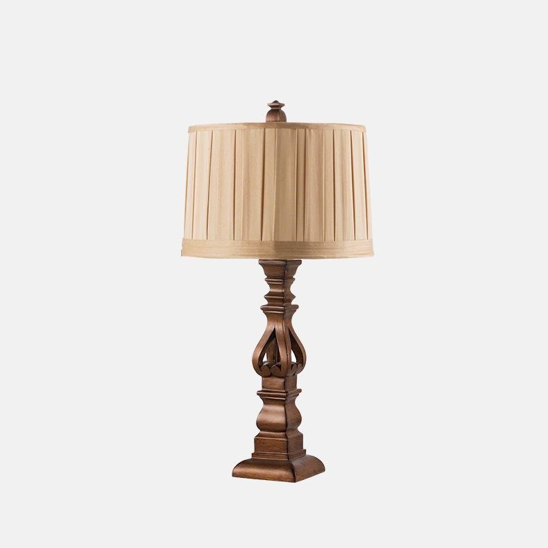 Striped Drum Shade Rustic Tower Table Lamp - Resin Base