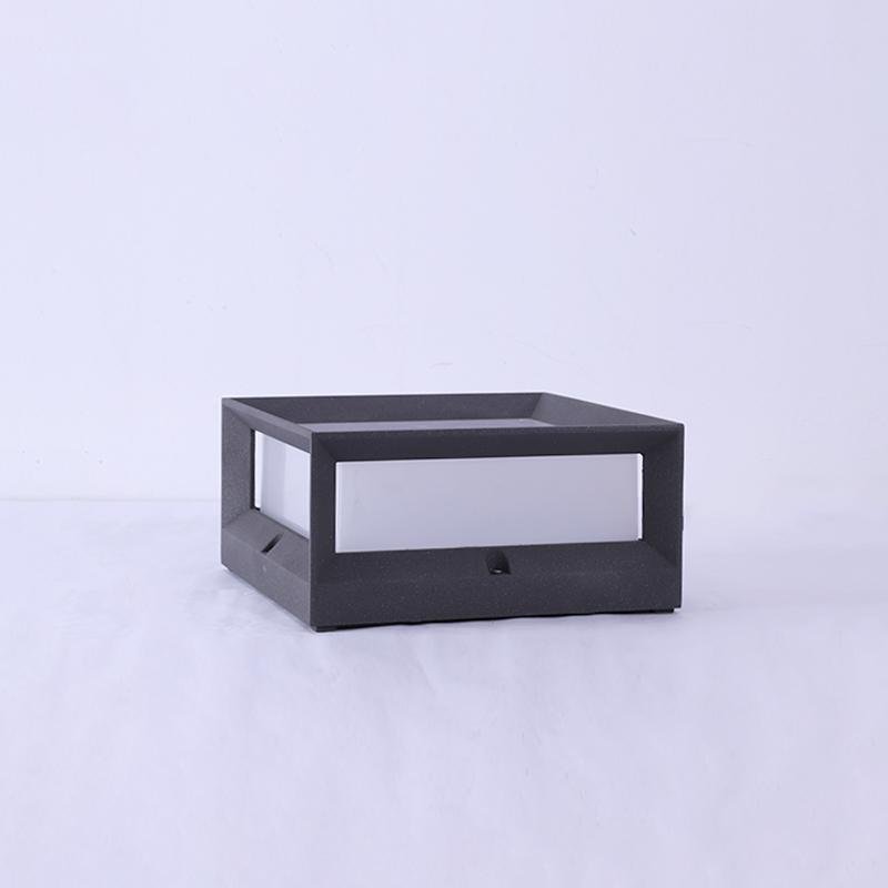 Square Waterproof Solar Outdoor Post Light Industrial Black Metal