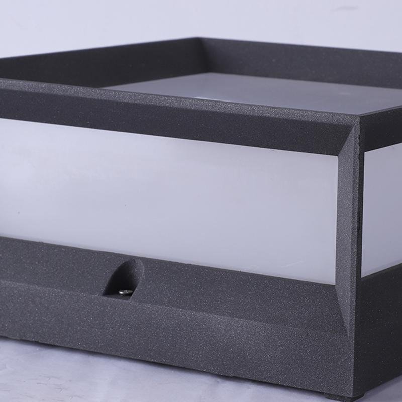 Square Waterproof Solar Outdoor Post Light Industrial Black Metal