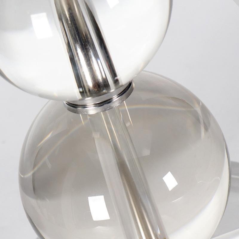 Stacked Sphere Crystal Table Lamp with White Linen Shade
