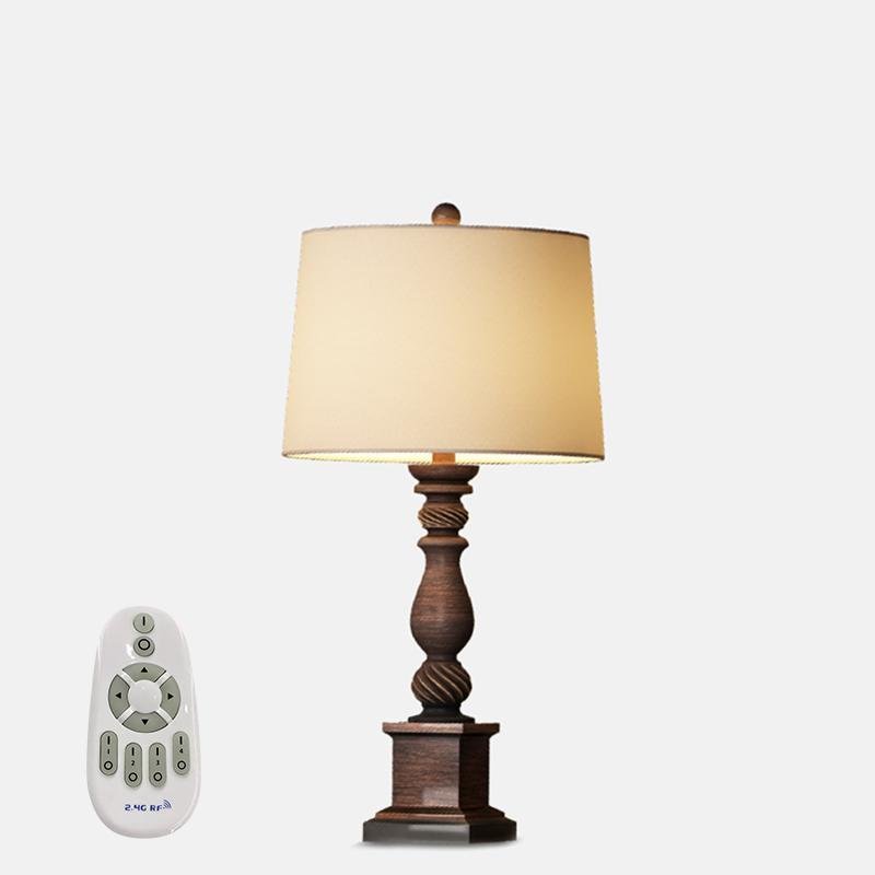 24" Rustic Bronze Resin Table Lamp with Drum Shade