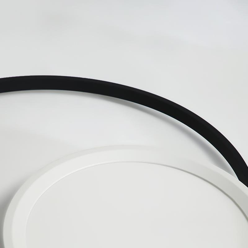 Modern Round Flush Mount Ceiling Light White Metal PMMA Shade