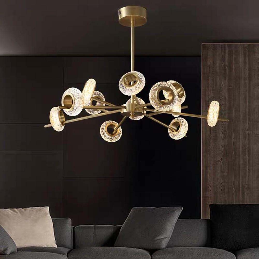 Modern Crystal Sputnik LED Chandelier Gold Electroplated Finish