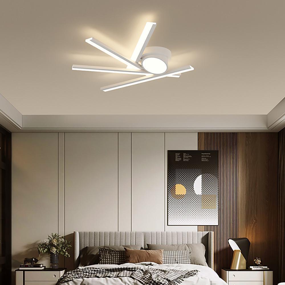 Linear Oval LED Flush Mount Ceiling Light - Modern White Metal