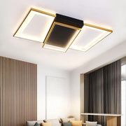 Modern Geometric LED Flush Mount Ceiling Light - Black & Gold