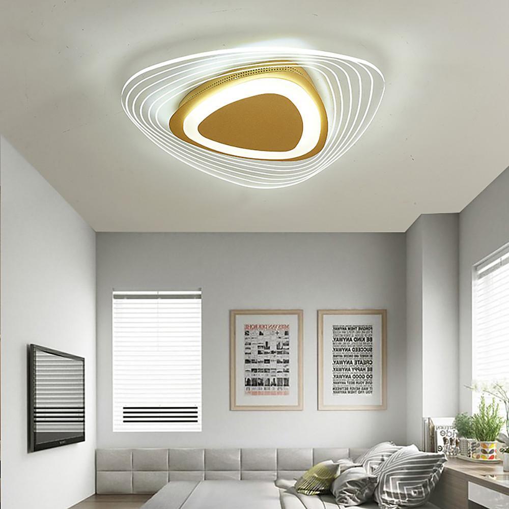 Geometric LED Semi-Flush Mount Ceiling Light Gold Metal Acrylic