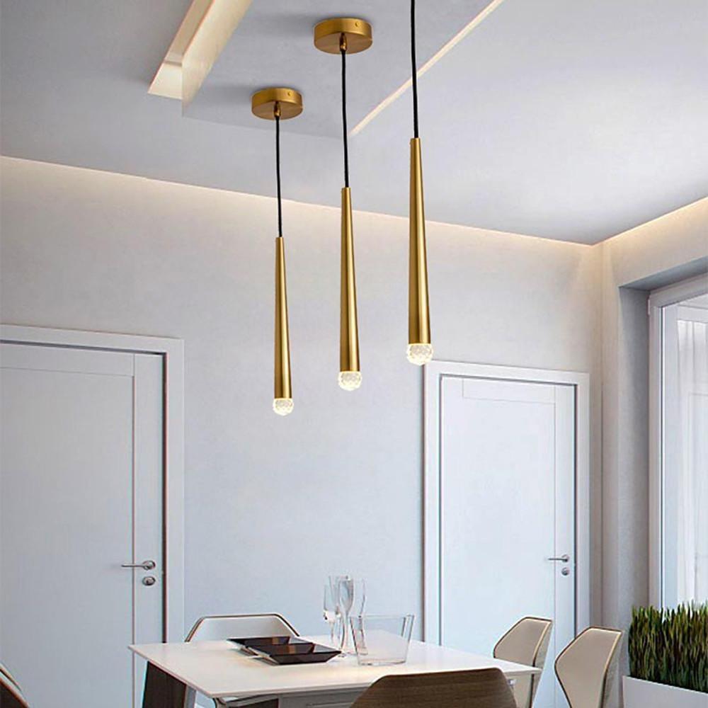 Slim Cylinder Electroplated Metal LED Nordic Pendant Light