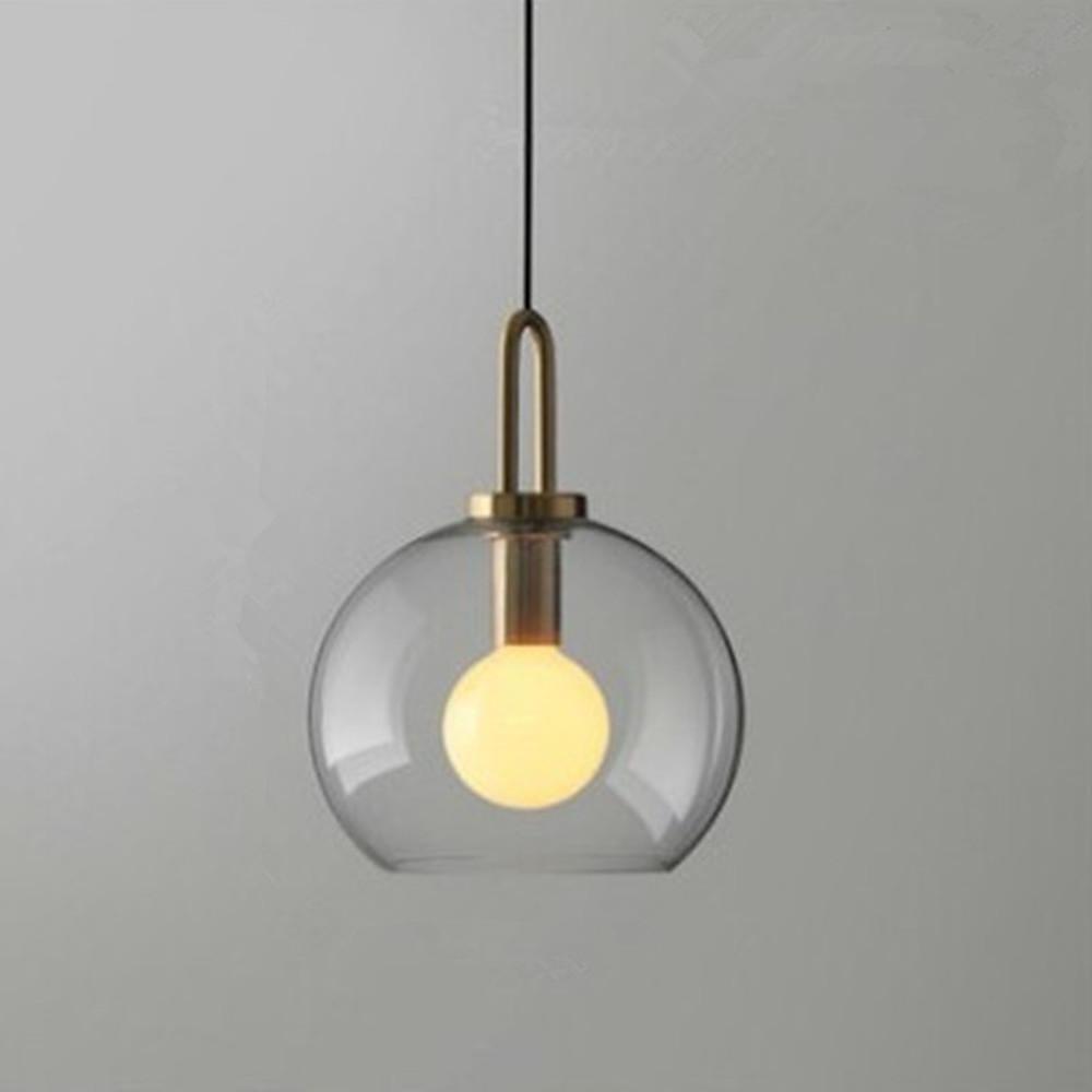 Nordic Industrial Glass Globe Pendant Light with Metal Frame