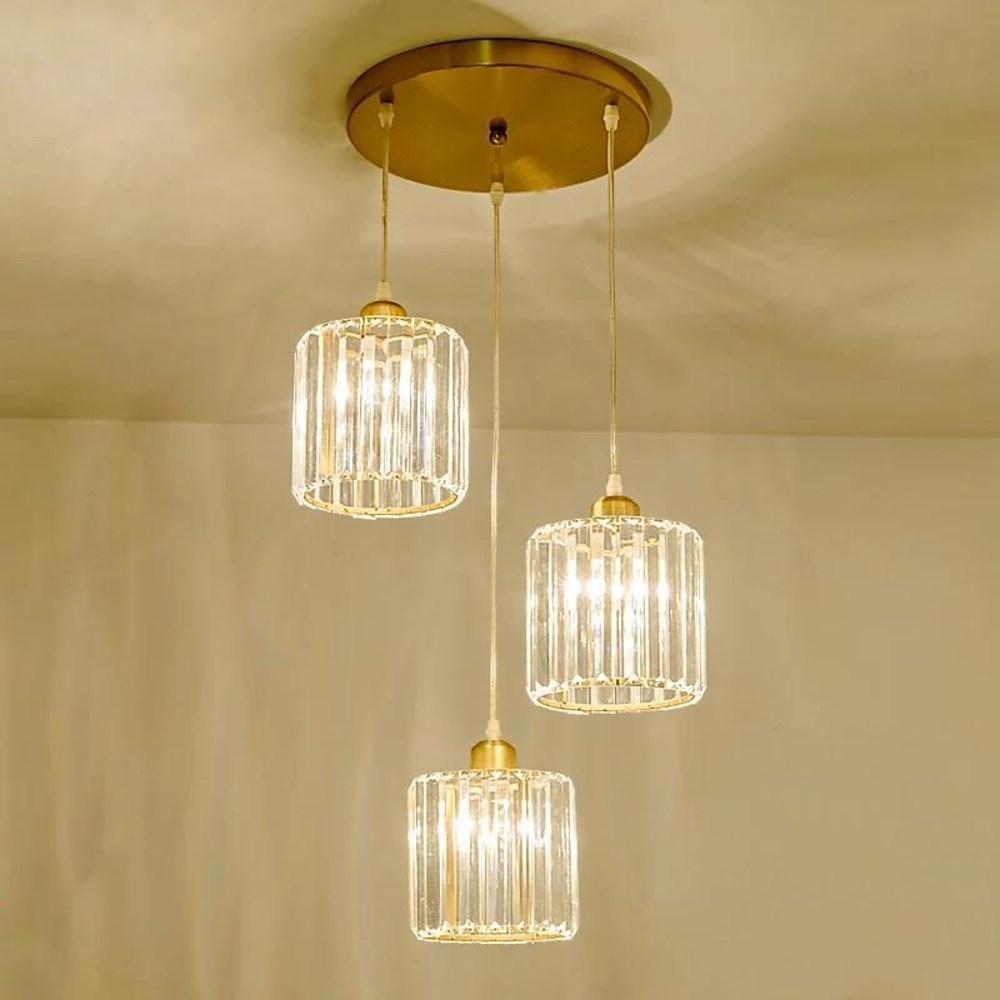 3-Tier Crystal Island Chandelier with Adjustable Chain