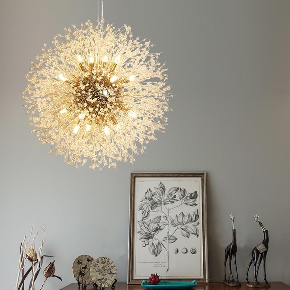 Crystal Globe Chandelier - Modern LED Pendant Light Metal Finish