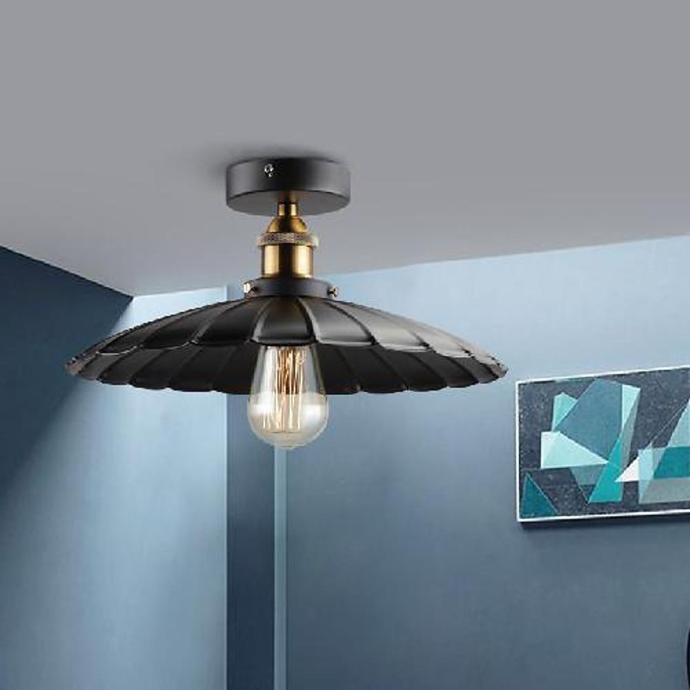 Industrial Teardrop Semi-Flush Mount Ceiling Light - Metal Fixture