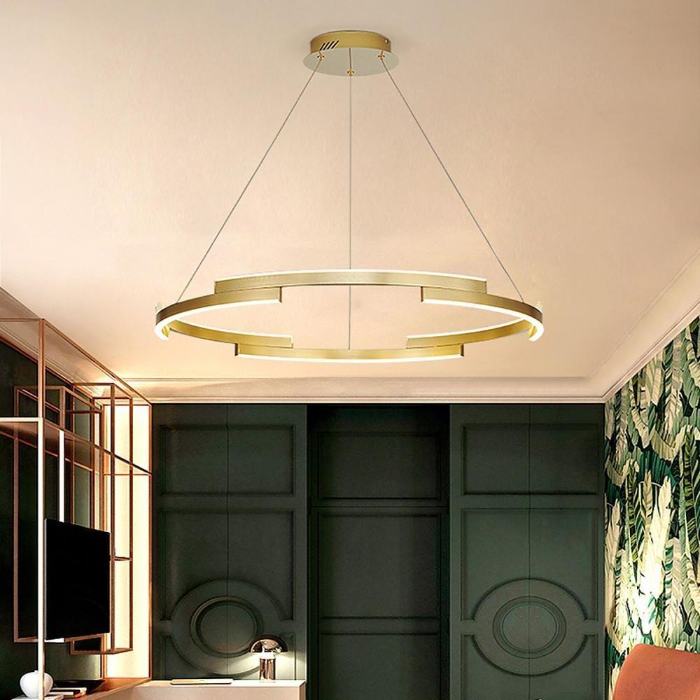 Modern Gold Interlocking Ring LED Chandelier 31" Aluminum